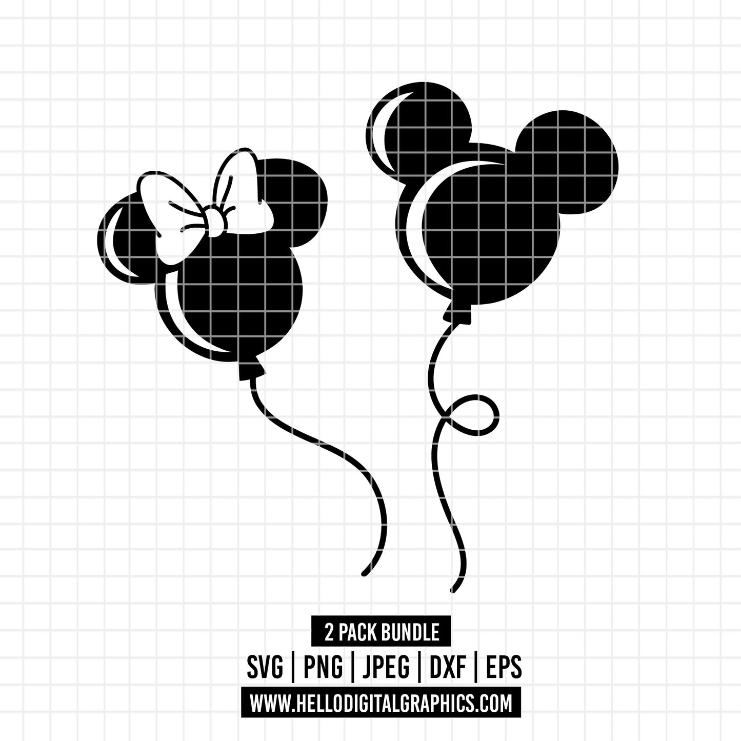 COD2853 - Mickey Ballon svg,  Mouse Balloon Bunch Cut File, Magical Park Kingdoms Vacation png pdf dxf ai eps For Silhouette, Cricut