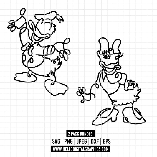 COD2913- Daisy and Donald svg, Disney svg, mickey svg, minnie svg, Silhouette, Cricut