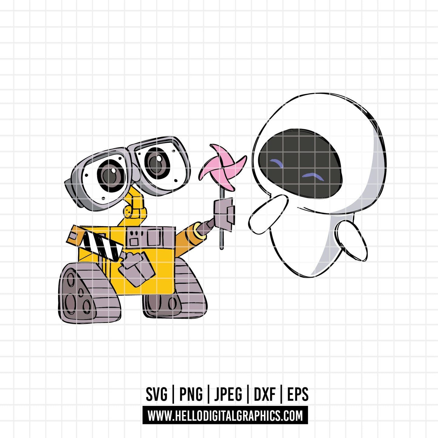 COD2953 - Wall e svg, Wall-e and Darling svg, Valentine's Day SVG, disney svg