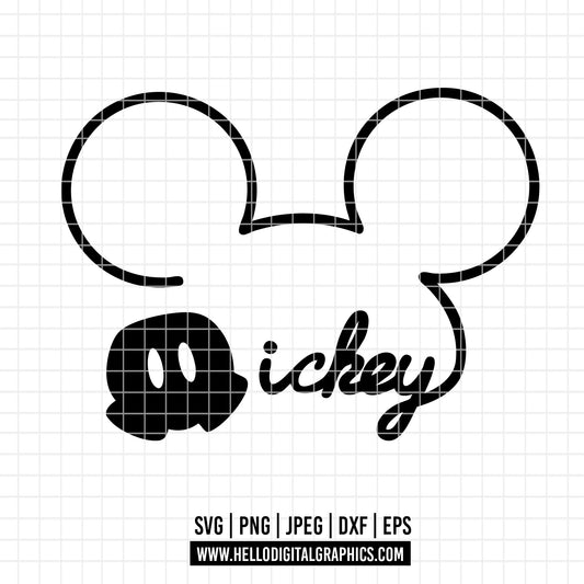 COD2979 - Mickey sketch svg, Mickey outline Svg, Disney svg, Magical svg, Mickey face svg