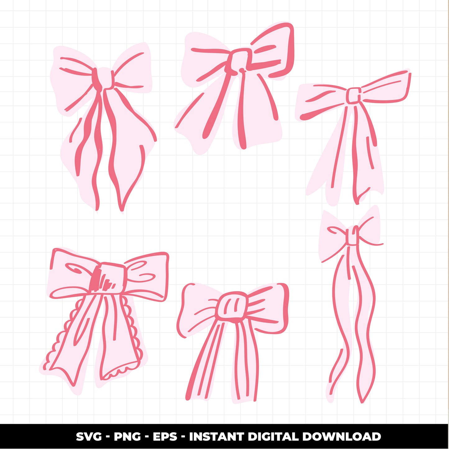 COD2995 - Doodle  bow coquette clipart, Frames Clipart, Aesthetic frames Clipart, frames printable