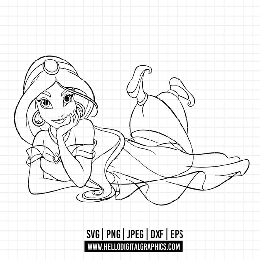 COD3020 - Jasmine Svg, Princess Svg, Indian Princess svg, Arabian Princess SVG, Aladdin svg, Princess svg, silhouette svg