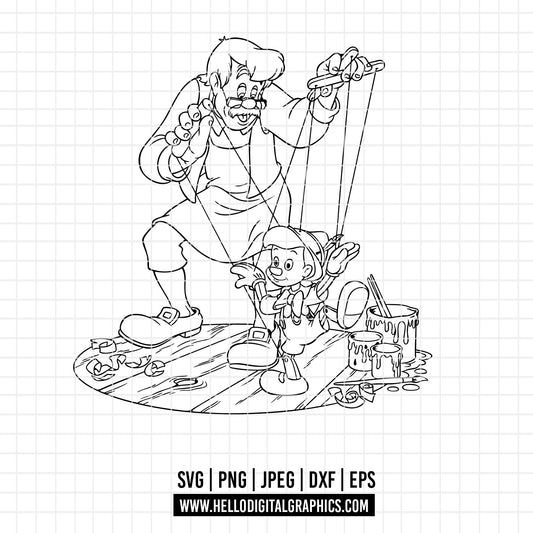 COD3027 - Pinocchio SVG, Pinocchio Outline PNG SVG, Pinocchio Lover Svg Mouse ears png, Family Vacation Svg