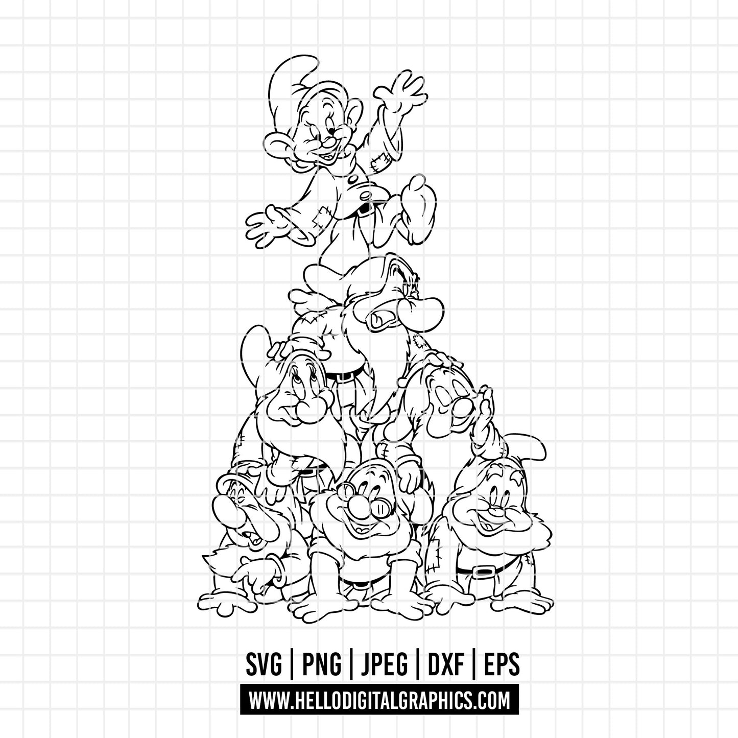 COD3033 -Snow White png, Princess png, Snow White and the Seven Dwarfs png, outline png, disney png