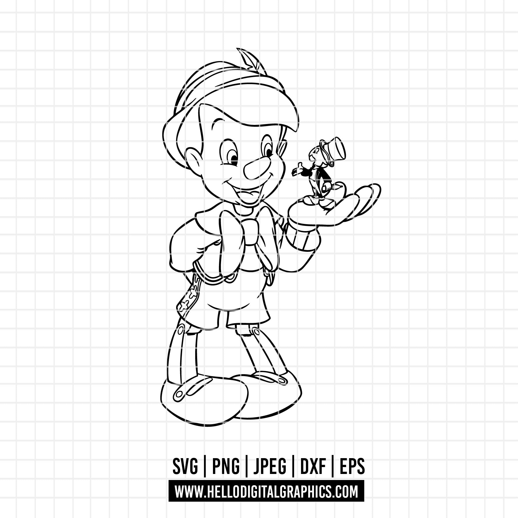 COD3051 - Pinocchio SVG, Pinocchio Outline PNG SVG, Pinocchio Lover Sv ...
