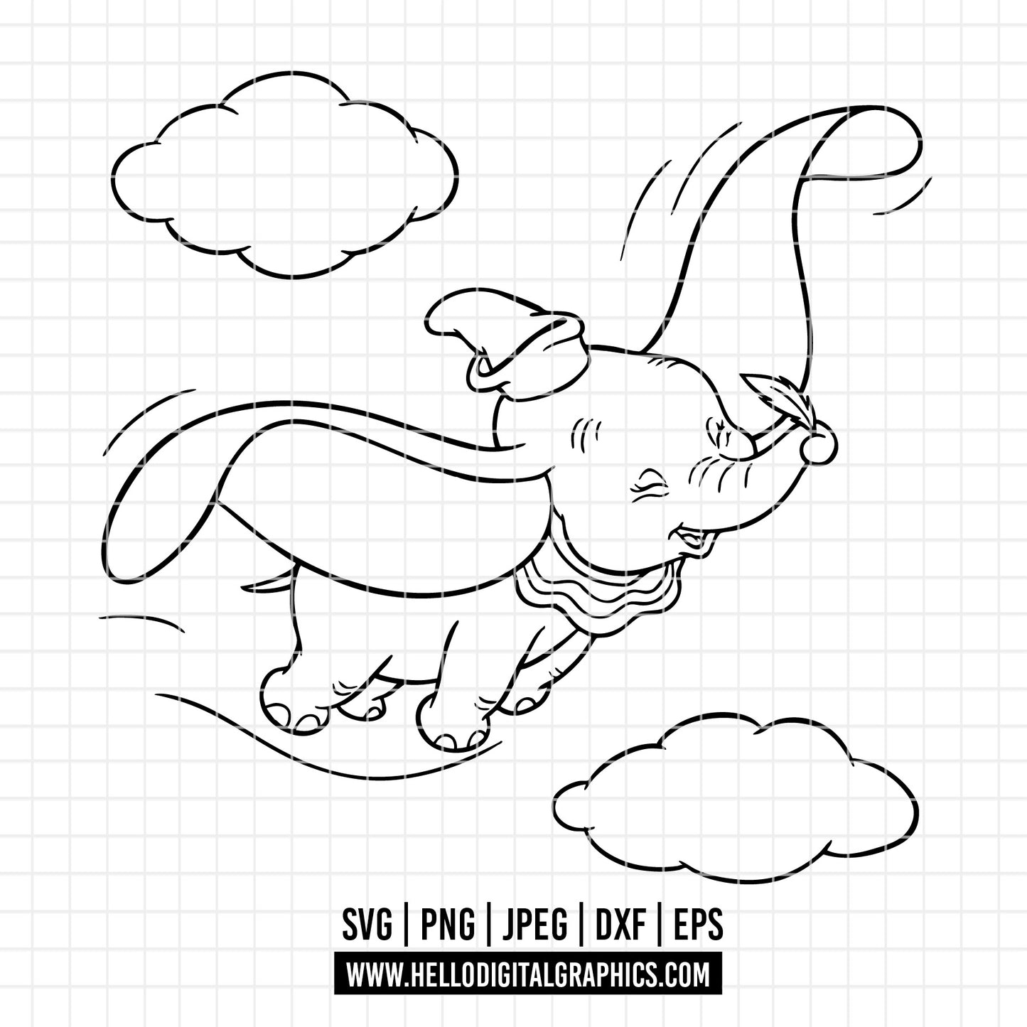 COD3068 - Dumbo svg, Digital Download, Instant Download, svg, dxf, eps & png files