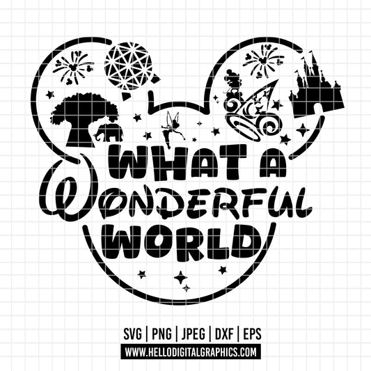 COD3072 - What wonderful world svg, Happy Disney Park svg, Family Trip svg, Vacay Mode Svg, mickey svg, family svg