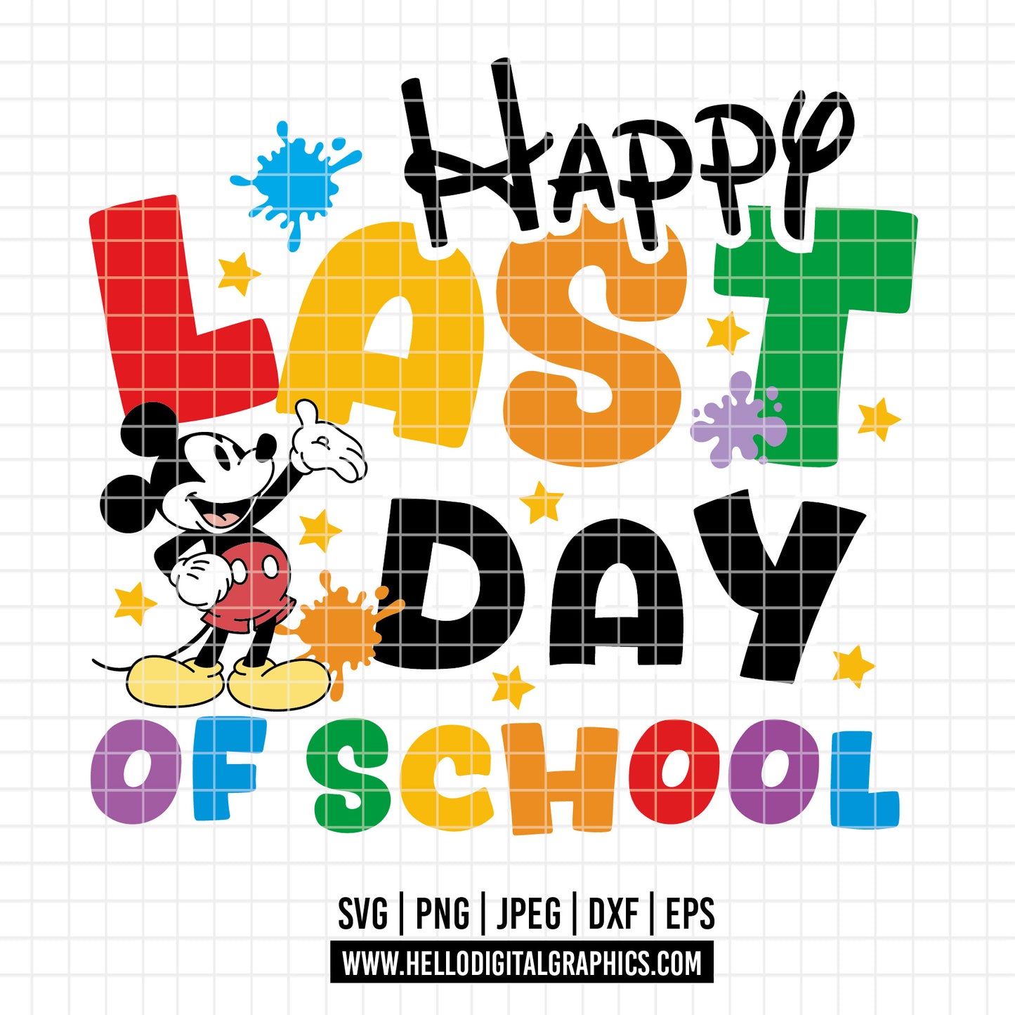 COD3074- Happy last day of school svg, mickey school svg,  Best teacher ever svg,  school heart svg, Graduation Cap SVG