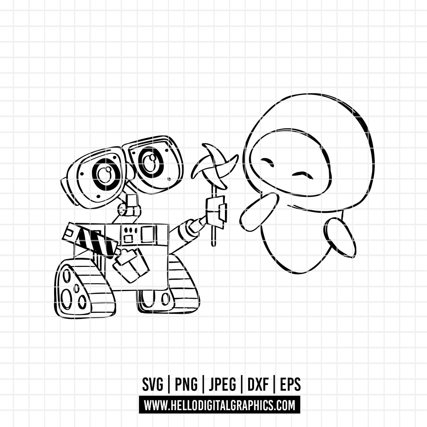 COD3084 - Wall e svg, Wall-e png, Disney svg, walle lineart clipart, wall e dtf, walle silhouette