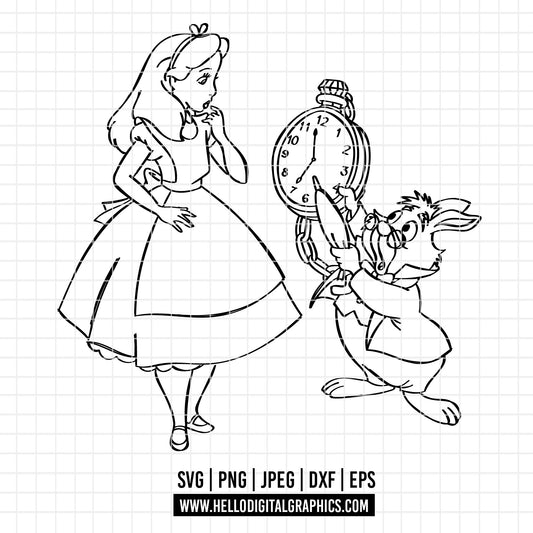 COD3102 - Alice in wonderland svg, Alice sketch svg, disney svg, Silhouette, Cricut