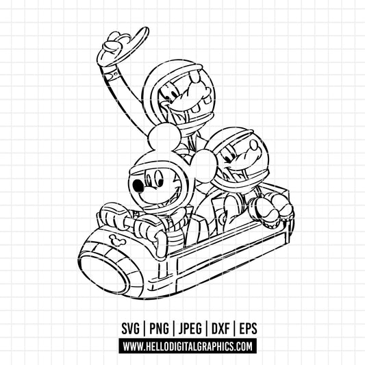 COD3114 - Mouse And Friends Space Png, 90's Space Mountain Png, Magic Kingdom Png, Astronaut Neon Png, Family Trip Png, Family Vacation Png