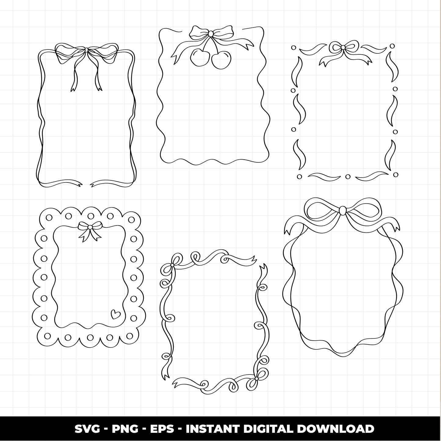 COD3133 - Doodle clipart, Frames Clipart, Aesthetic frames Clipart, frames printable, frames svg