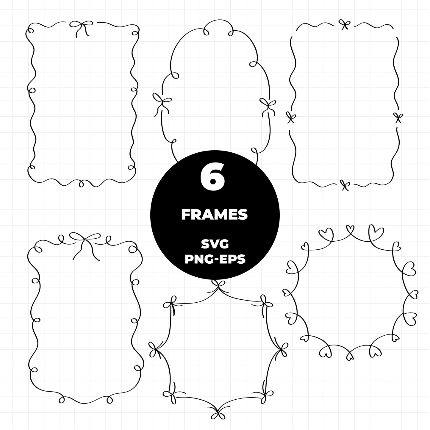 COD3135 - Doodle clipart, Frames Clipart, Aesthetic frames Clipart, frames printable, frames svg