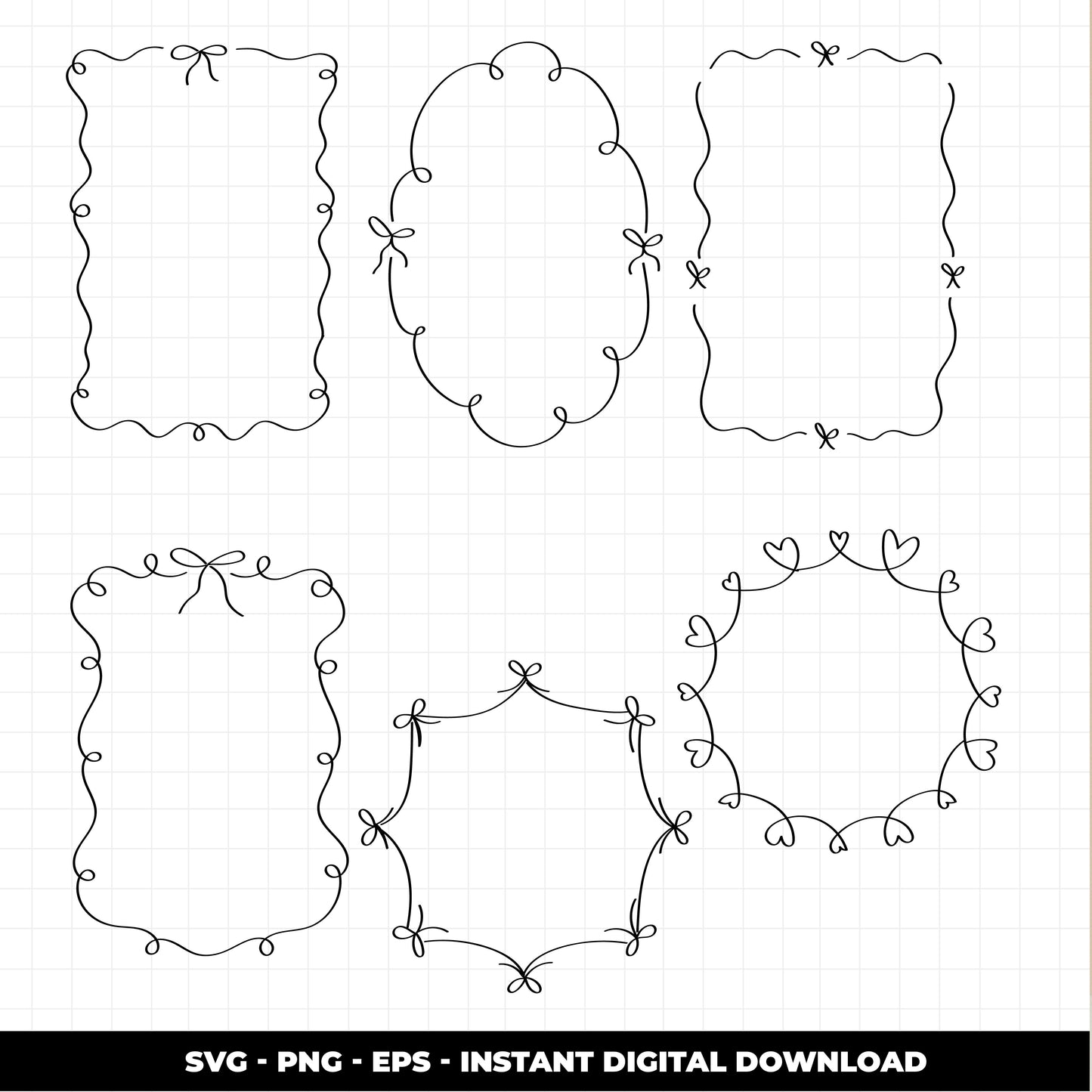 COD3135 - Doodle clipart, Frames Clipart, Aesthetic frames Clipart, frames printable, frames svg