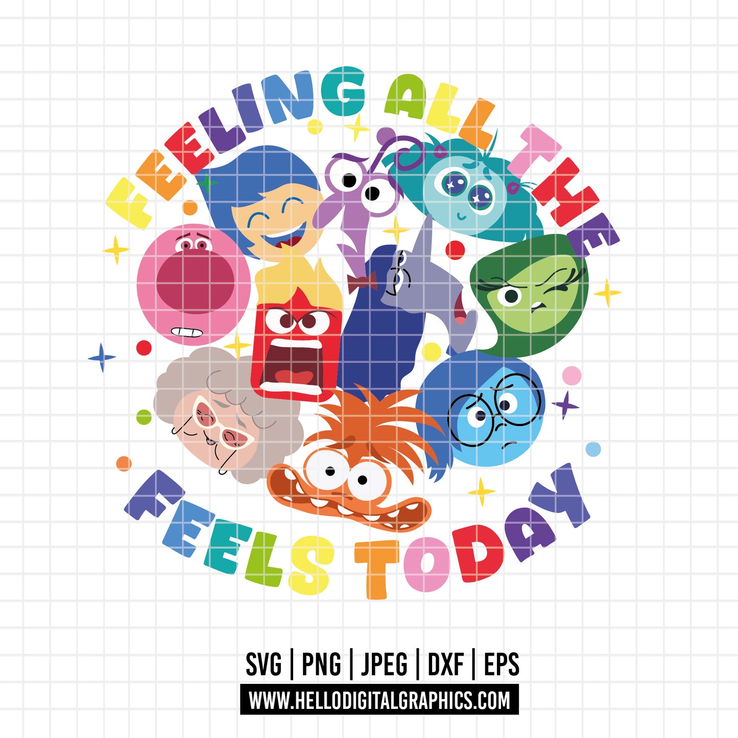 COD3138 - Feeling all the feels today svg, Anxiety Inside Out 2 svg, Inside Out 2 Clipart PNG