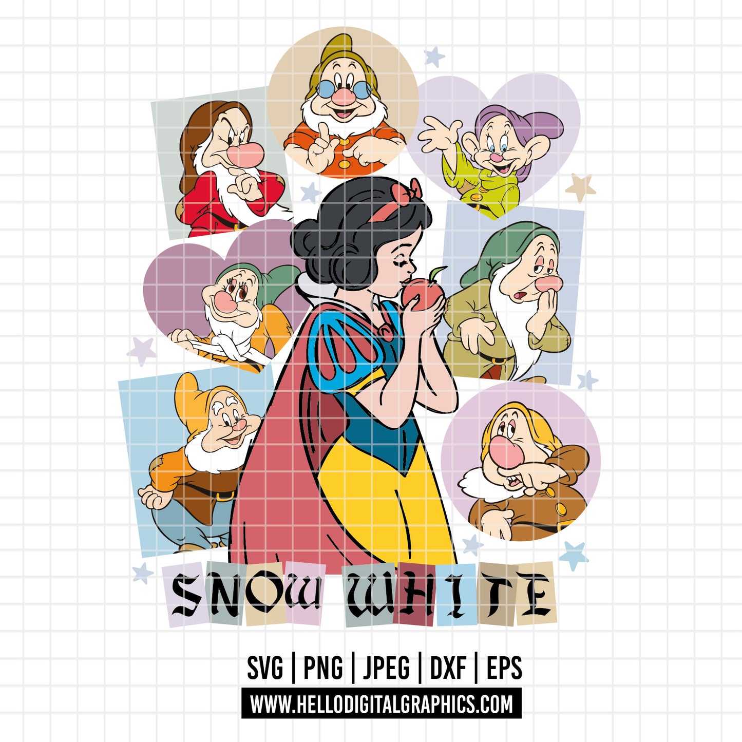 COD3139 -Snow White png, Princess png, Snow White and the Seven Dwarfs png, outline png, disney png