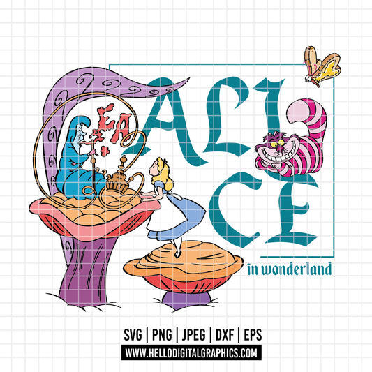 COD3142 - Alice in wonderland svg, Alice sketch svg, disney svg, Silhouette, Cricut