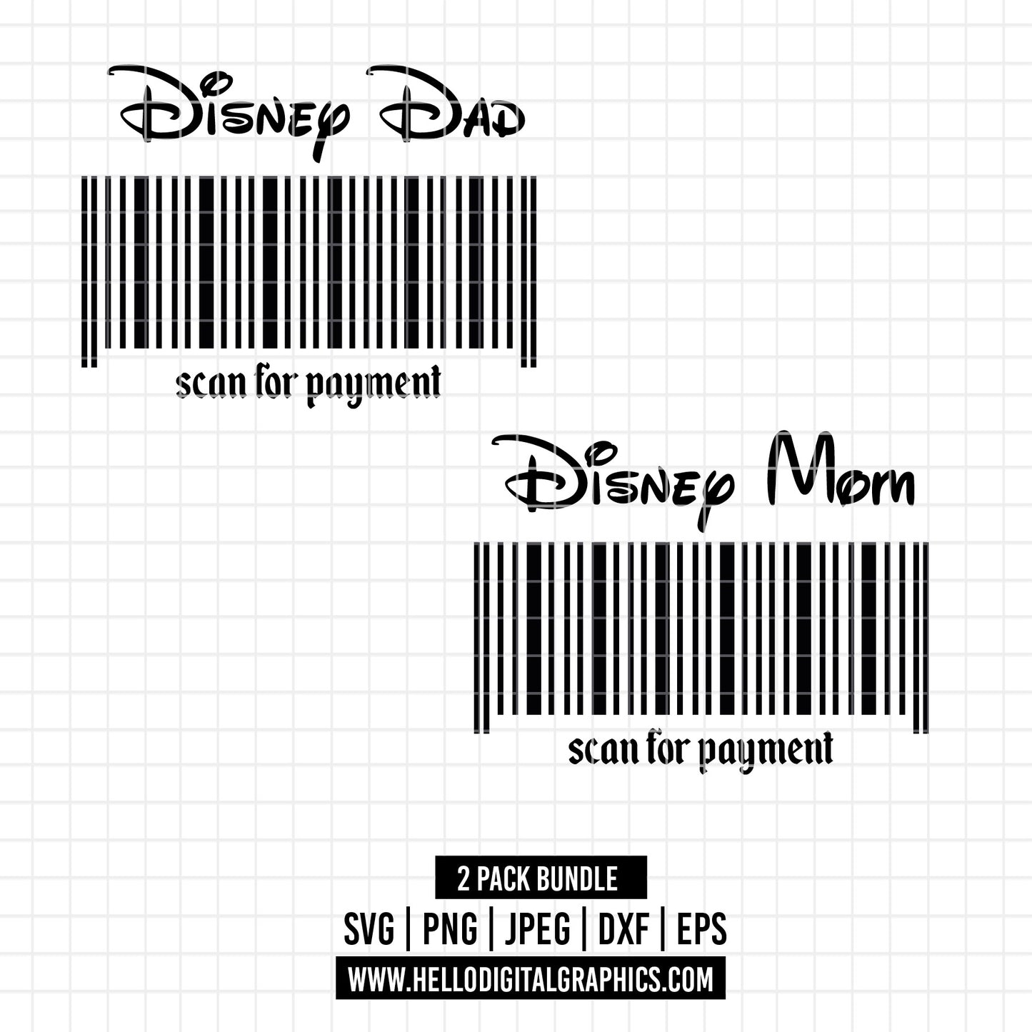 COD3152- Barcode Disney dad svg, disney mom svg, uncle svg, disney svg, Silhouette, Cricut