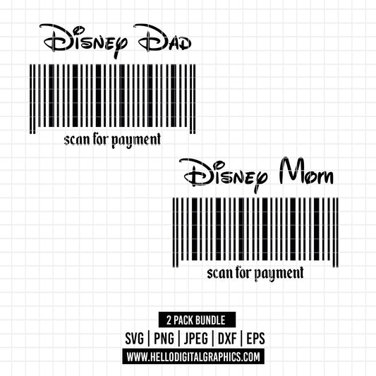 COD3152- Barcode Disney dad svg, disney mom svg, uncle svg, disney svg, Silhouette, Cricut