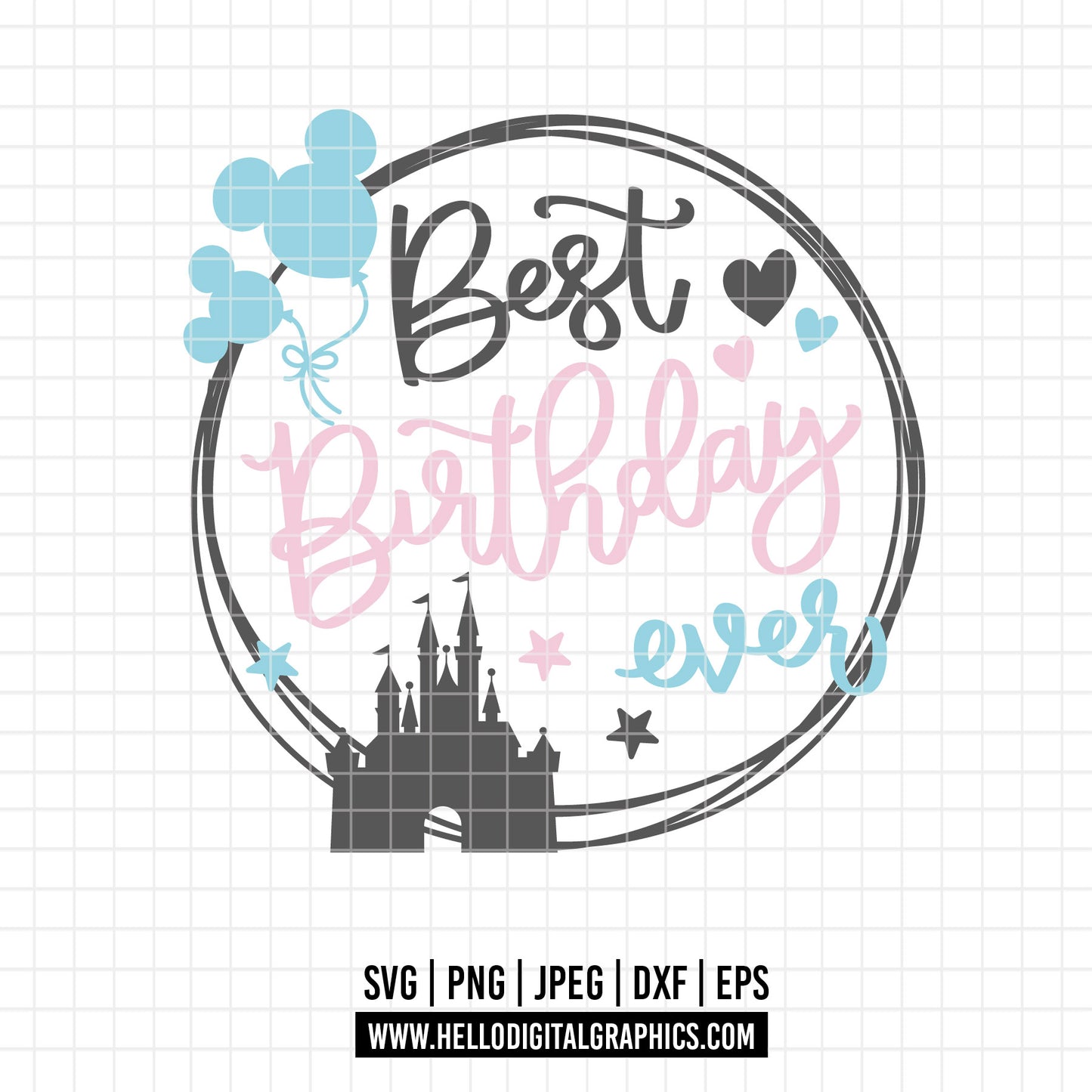 COD3154- Best Birthday ever svg, birthday svg, minnie svg, castle svg, Silhouette, disney svg
