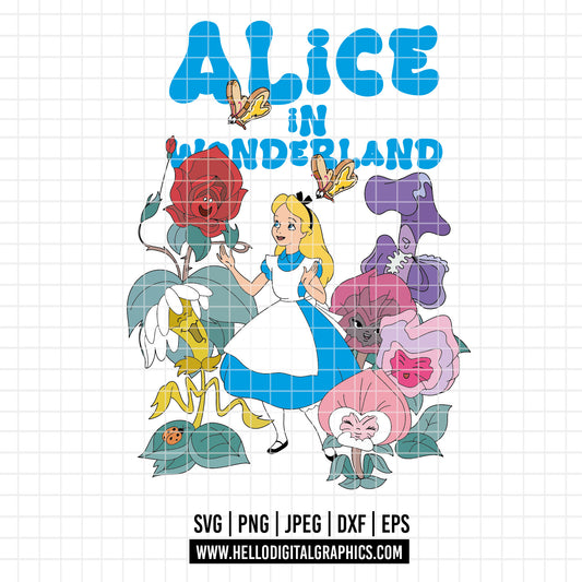 COD3169 - Alice in wonderland svg, Alice sketch svg, disney svg, Silhouette, Cricut