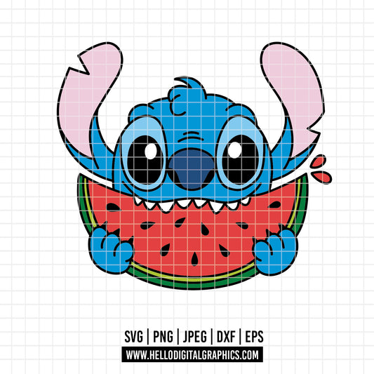 COD3170 - Stitch summer svg, watermelon svg, Disney svg, Cricut, Silhouette, Ohana means family svg
