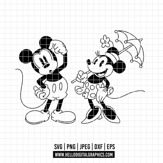 COD3182 - Mickey and minnie svg, Disney svg, mickey svg, minnie svg, Silhouette, Cricut