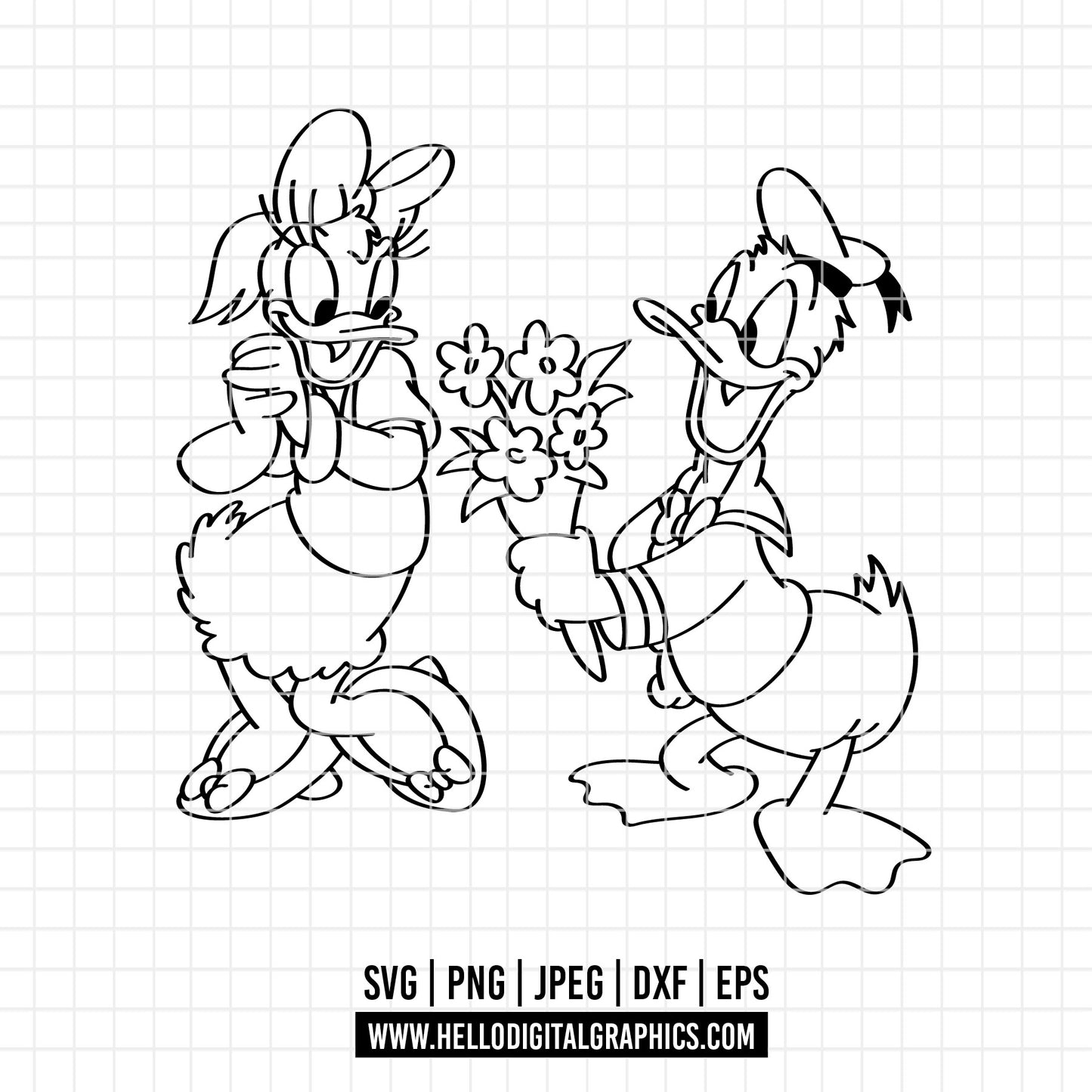 COD3212 - Daisy and Donald svg, Disney svg, Silhouette, Cricut