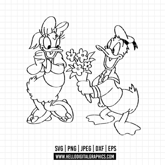 COD3212 - Daisy and Donald svg, Disney svg, Silhouette, Cricut