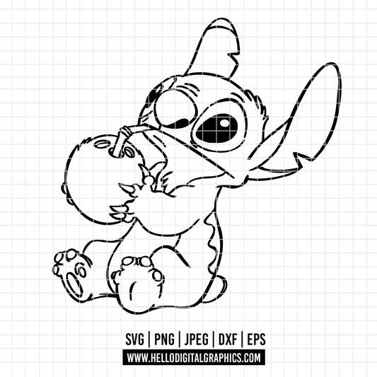 COD3228 - Stitch svg, Best teacher ever svg, disney svg, stitch sketch png