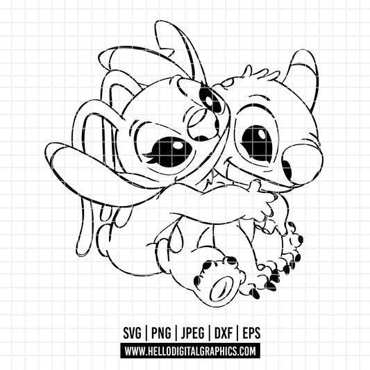 COD3244 - Stitch and angel svg, Lilo svg, Ohana svg, Stitch svg, Disney svg, Cricut, Silhouette
