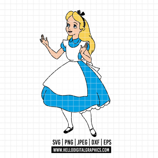 COD3249 - Alice in wonderland svg, Alice sketch svg, disney svg, Silhouette, Cricut