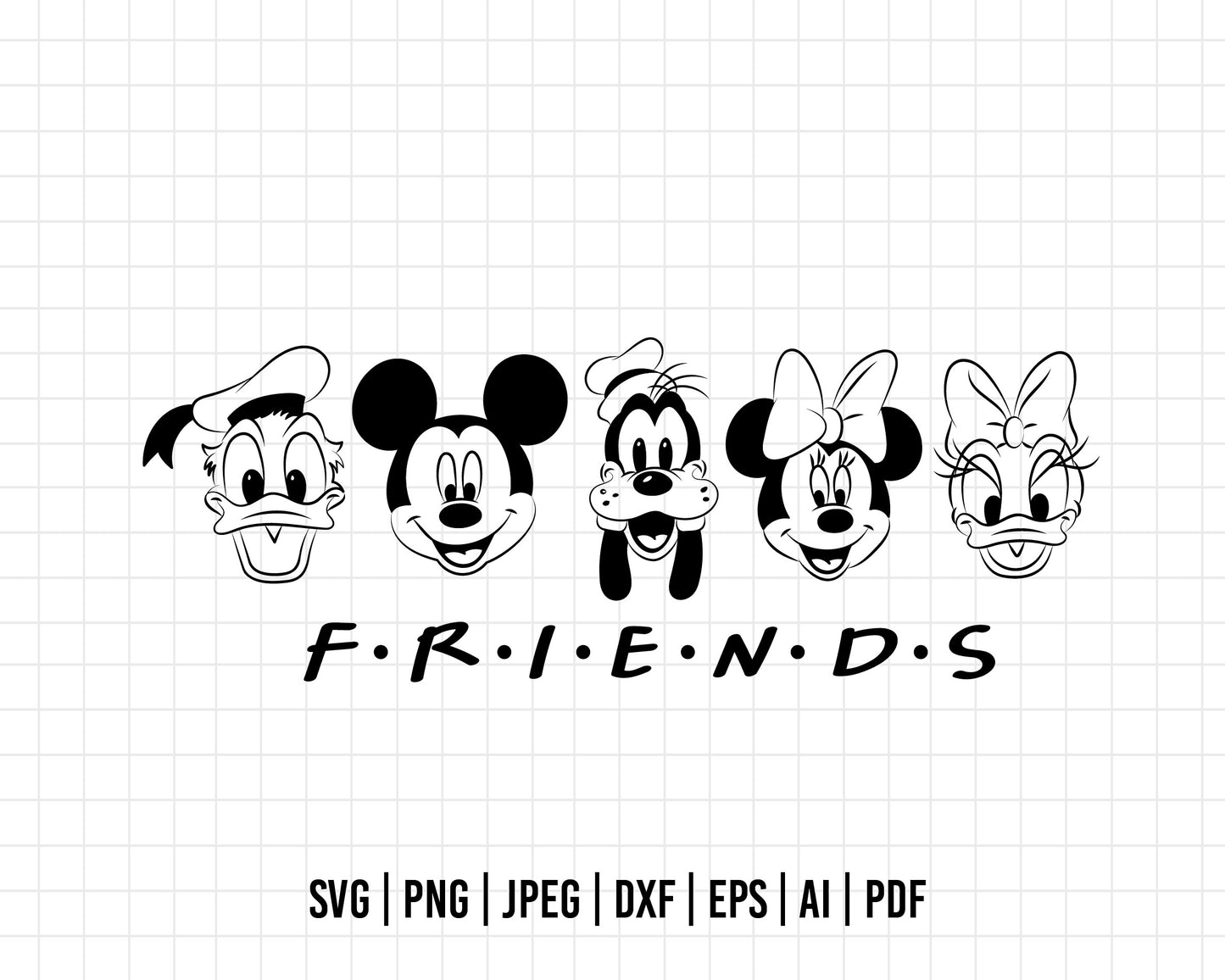 COD326- Friends svg, Disney svg, mickey svg, minnie svg, pluto svg, goffy svg, donald svg, Silhouette, Cricut