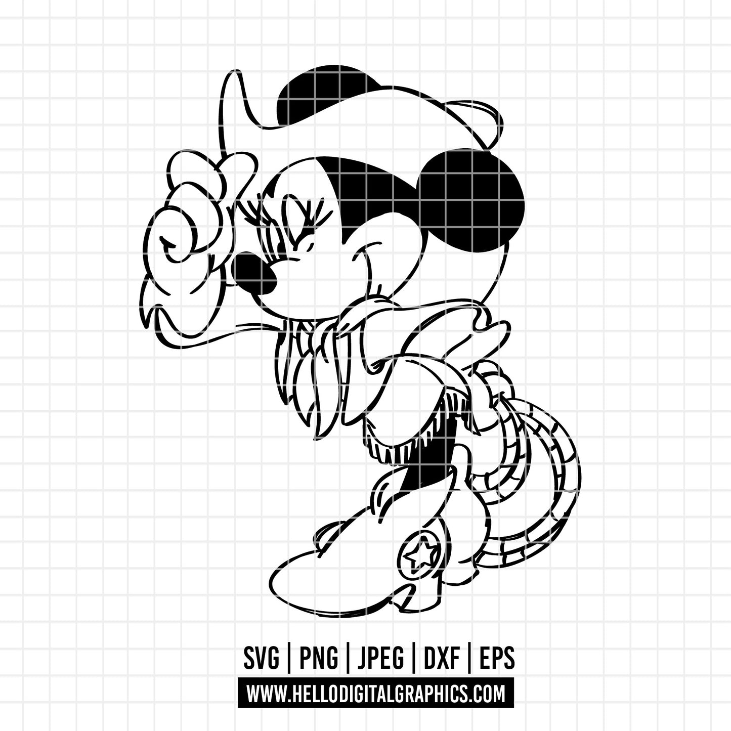 COD3260 -  Minnie Cowgirl Design PNG – Western Cartoon Style Clipart ,Disneyland magic svg, disney park svg