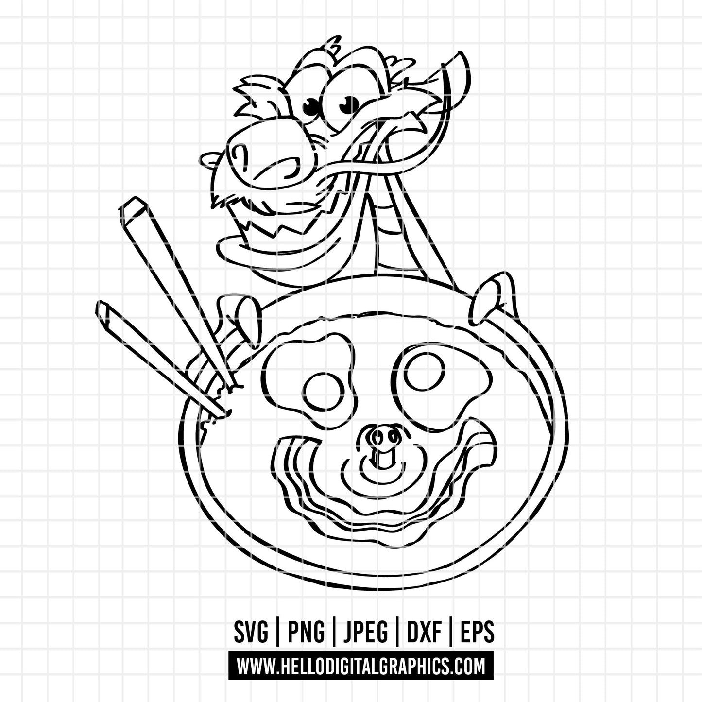 COD3271 - Mushu svg, Mulan svg, Disney svg, Disney princess svg, outline svg, cricut, silhouette, Princess svg