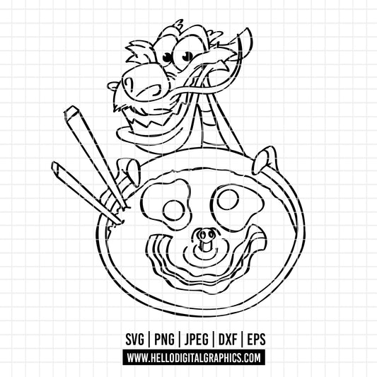 COD3271 - Mushu svg, Mulan svg, Disney svg, Disney princess svg, outline svg, cricut, silhouette, Princess svg