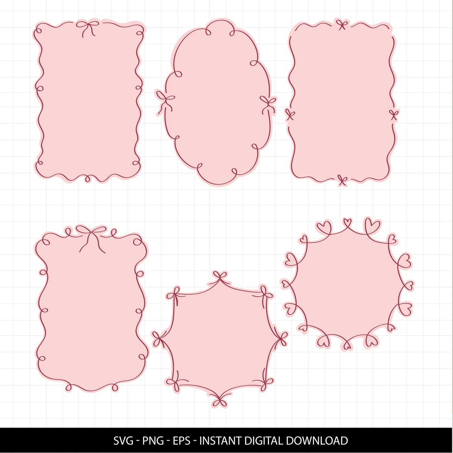 COD3289 - Doodle clipart, Frames Clipart, Aesthetic frames Clipart, frames printable, frames svg