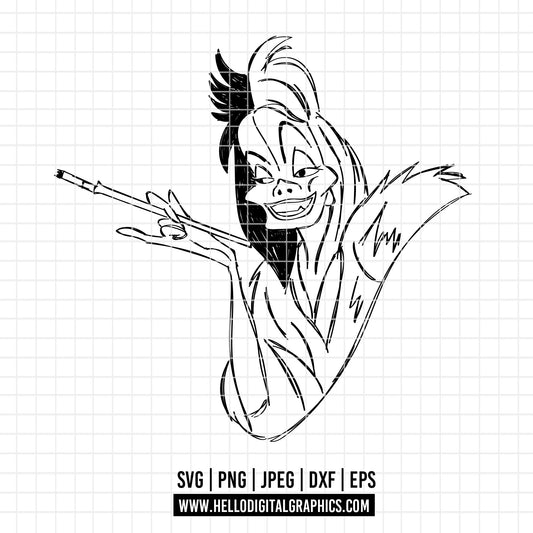 COD3304 - Cruella svg, Dalmatian svg, dog svg, dalmatian cut file, puppy outline svg