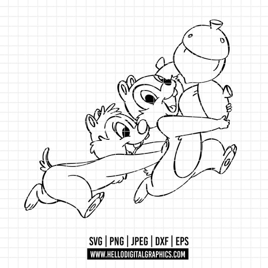 COD3307 - Chip and Dale Valentine's Day Svg, chip Svg cut file for Cricut, Chip and Dale png, Double Trouble svg