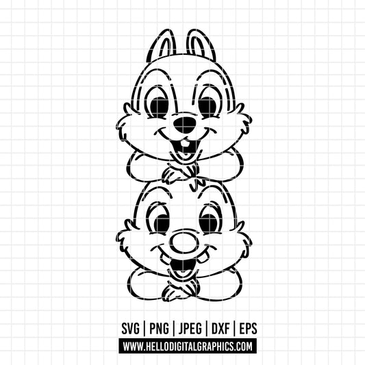 COD3308 - Chip and Dale Svg, chip Svg cut file for Cricut, Chip and Dale png, Double Trouble svg