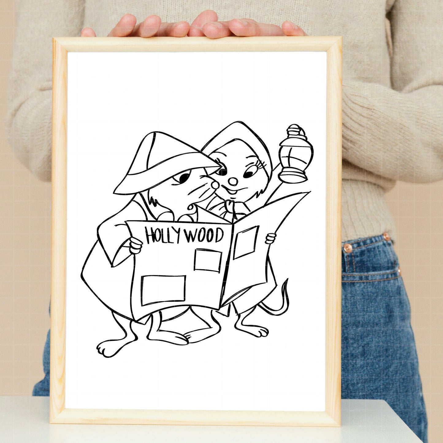 COD3312 - Bernard and Bianca, The Rescuers SVG, PNG, EPS - Adventures of Bernard and Bianca line art/ Outline clipart vector