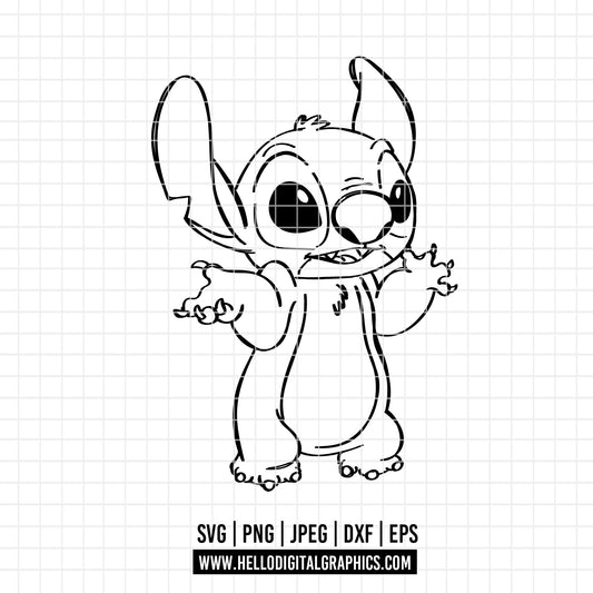 COD3316 - Stitch svg, Best teacher ever svg, disney svg, stitch sketch png