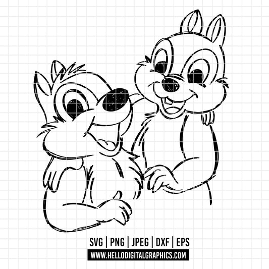 COD3326 - Chip and Dale Svg, chip Svg cut file for Cricut, Chip and Dale png, Double Trouble svg