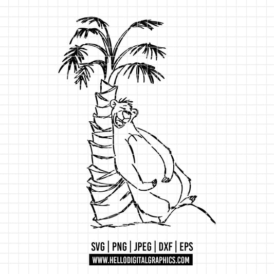 COD3329 - Jungle Book SVG png dxf clipart , cut file outline silhouette, T-Shirt Prints Wall Decals, Baloo jungle book svg