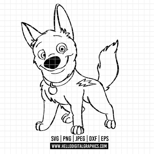 COD3349- Bolt svg, Bolt pixar svg, Disney svg, outline svg, cricut, silhouette