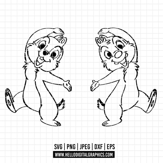 COD3359 - Chip and Dale Svg, chip Svg cut file for Cricut, Chip and Dale png, Double Trouble svg