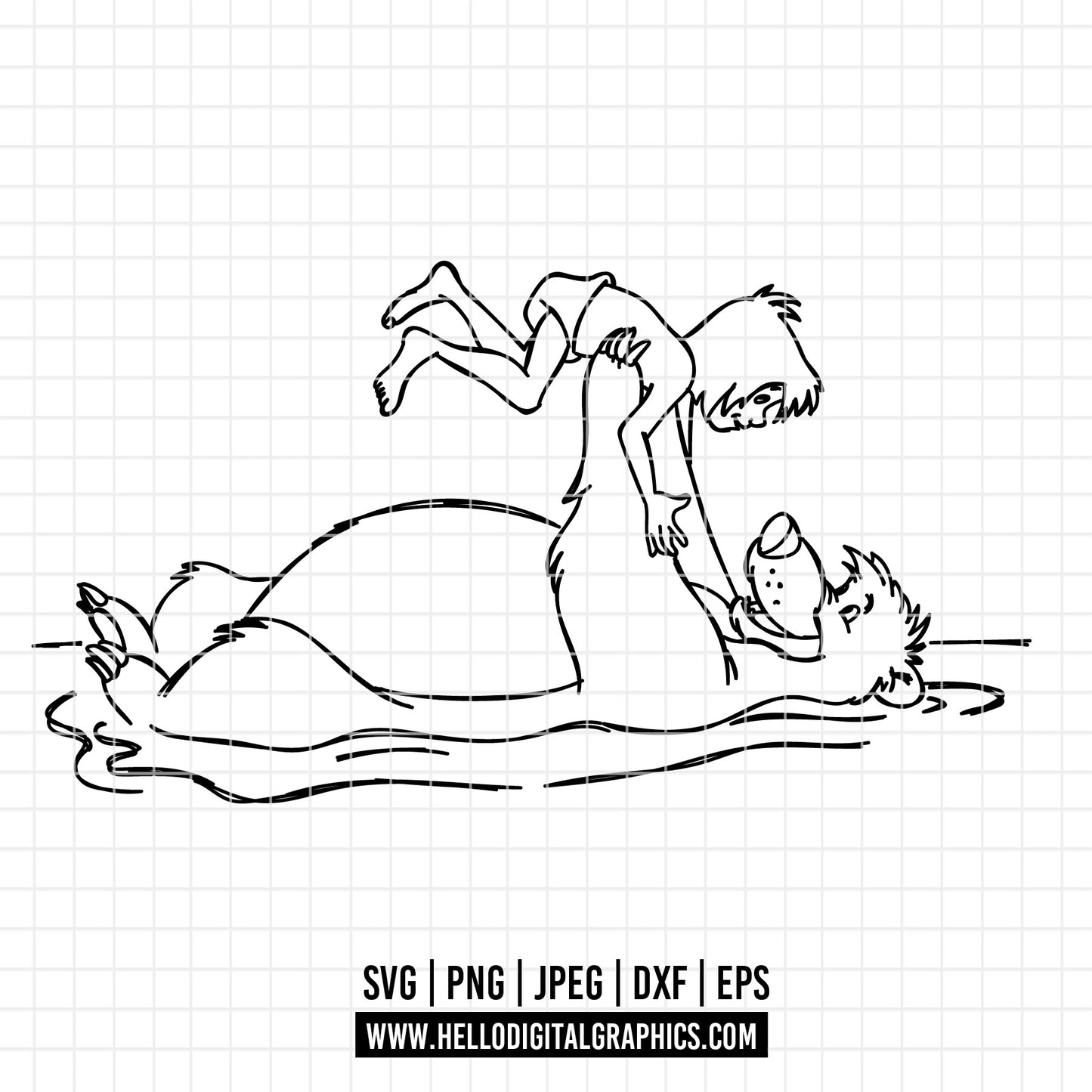 COD3452 - Jungle Book SVG png dxf clipart , cut file outline silhouette, T-Shirt Prints Wall Decals, Baloo jungle book