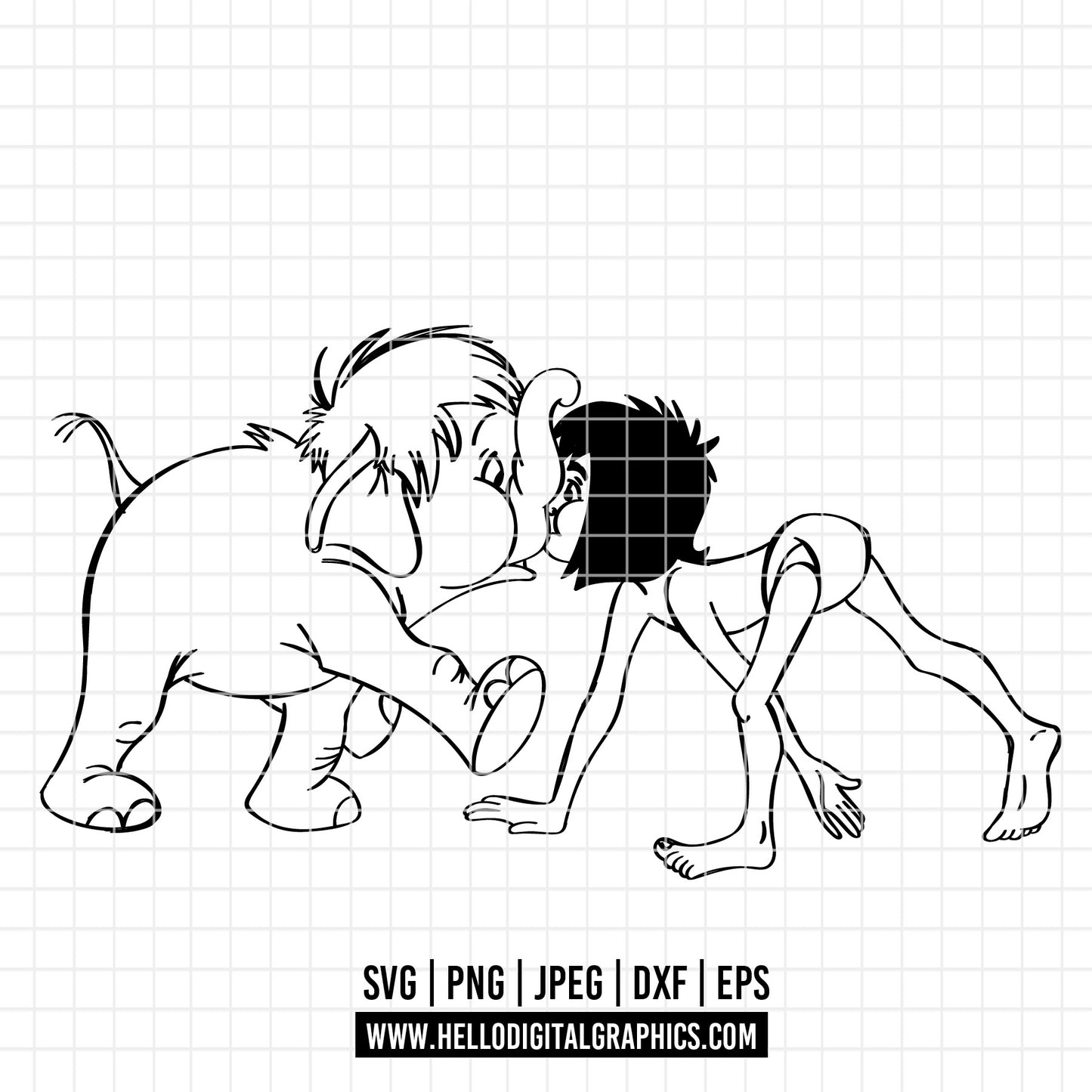 COD3459 - Jungle Book SVG png dxf clipart , cut file outline silhouette, T-Shirt Prints Wall Decals, Baloo jungle book