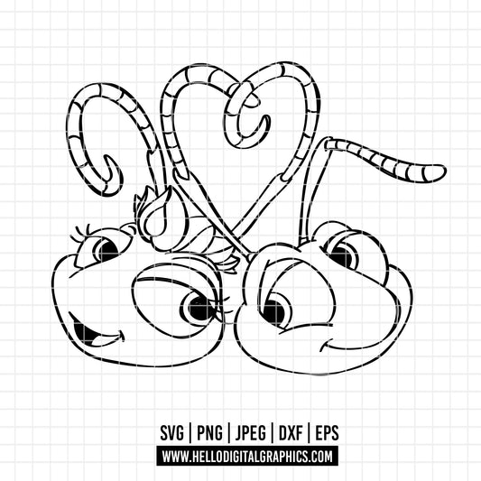 COD3464 - Flik, a bug life line art SVG, PNG, DTF - Disneey a bug life clipart vector. Disneey icons. Flik dtf clipart