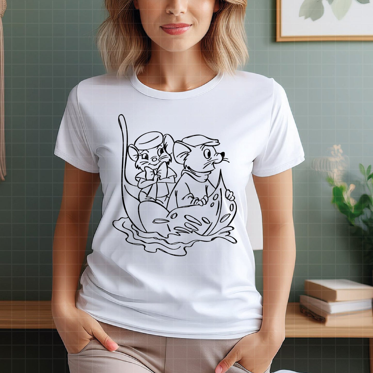 COD3465 - Bernard and Bianca, The Rescuers SVG, PNG, EPS - Adventures of Bernard and Bianca line art/ Outline clipart vector